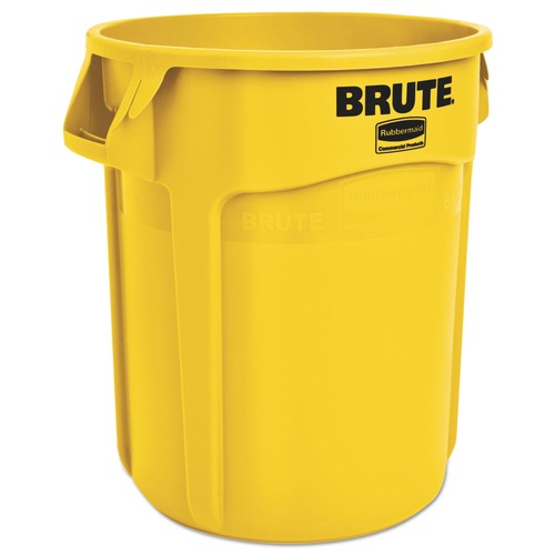 Indoor Waste Receptacles | Rubbermaid Commercial FG262000YEL 20 gal. Vented Round Plastic Brute Container - Yellow image number 0