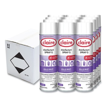 Claire CL1003 17 oz. Aerosol Spray Q Disinfectant - Lavender Scent (12/Carton)