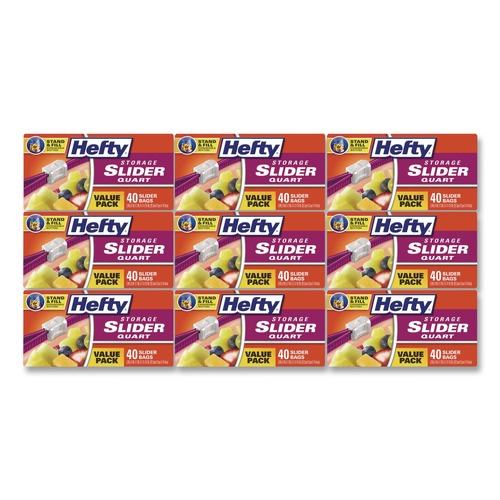 Resealable Bags | Hefty 00R88075 8 in. x 7 in. 1-Quart Slider Stand and Fill Food Storage Bags - Clear (360/Carton) image number 0