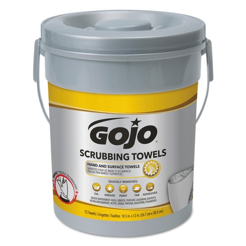 Perforated Roll & Hand Towels | GOJO Industries 6396-06 10-1/2 in. x 12-1/4 in. Scrubbing Towels, Hand Cleaning - Fresh Citrus (6/Carton) image number 0