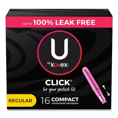 Feminine Care Products | Kimberly-Clark 53445 U by Kotex Regular Click Compact Tampons (8 Packs/Carton) image number 0