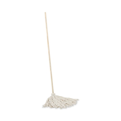 Mops | Boardwalk BWK116C 16 oz. Cotton Head Deck Mop with 48 in. Oak Wood Handle - White (6/Carton) image number 0