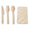 Cutlery Kits | Hoffmaster 120030 Caterwrap 6 x 12 Pre-Rolled Napkins with Wood Cutlery - Kraft (100/Carton) image number 3