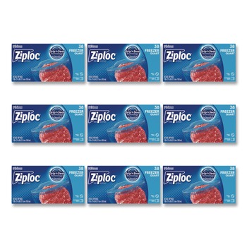 FOOD CONTAINERS PACKAGING | Ziploc 351177 6.97 in. x 7.7 in. 32 oz. Zipper Freezer Bags - Clear (38 Bags/Box, 9 Boxes/Carton)