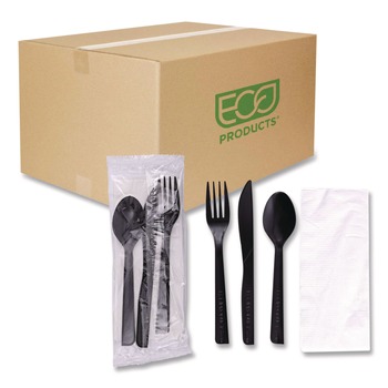 CUTLERY KITS | Eco-Products EP-S115 6 in. 100 percent Recycled Content Cutlery Kit - (250/Carton)