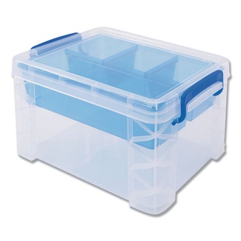  | Advantus 37375 5 Sections 7.5 in. x 10.13 in. x 6.5 in. Super Stacker Divided Storage Box - Clear/Blue