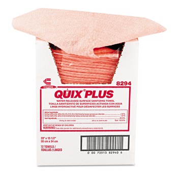 Chix 8294 Quix Plus 13.5 in. x 20 in. Cleaning and Sanitizing Towels - Pink (72/Carton)