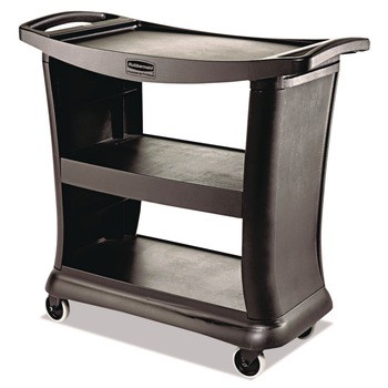 KITCHEN AND SERVICE CARTS | Rubbermaid Commercial FG9T6800BLA Executive 3-Shelf Service Cart - Black