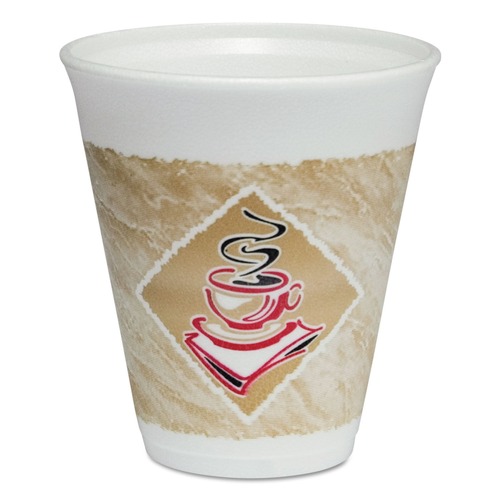 Cups | Dart 12X16G 12 oz. Cafe G Foam Hot/Cold Cups - Brown/Red/White (20/Pack) image number 0