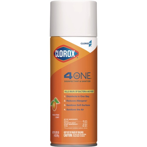 Disinfecting & Cleaning Solutions | Clorox 31043 14 oz. Aerosol Spray 4-in-One Disinfectant and Sanitizer - Citrus image number 0
