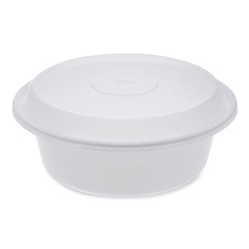  | Pactiv Corp. NC729 Newspring VERSAtainer 7 in. x 7 in. x 2.75 in. 32 oz. Plastic Microwavable Containers - Round White/Clear (150/Carton)