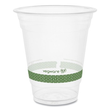 BEVERAGEWARE | Vegware R360Y-G 12 oz. 96-Series Compostable Cold Cup - Clear/Green (1000/Carton)