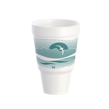 Dart 32AJ32H 32 oz. J Cup Insulated Foam Pedestal Cups - Teal/White (25/Sleeve, 20 Sleeves/Carton)