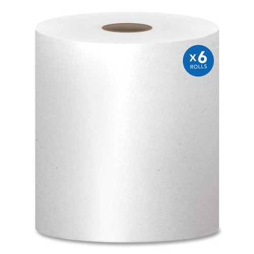 Perforated Roll & Hand Towels | Scott 01005 8 in. x 1000 ft. 1.5 in. Core 1-Ply Essential High Capacity Hard Roll Towels - White (6 Rolls/Carton) image number 0