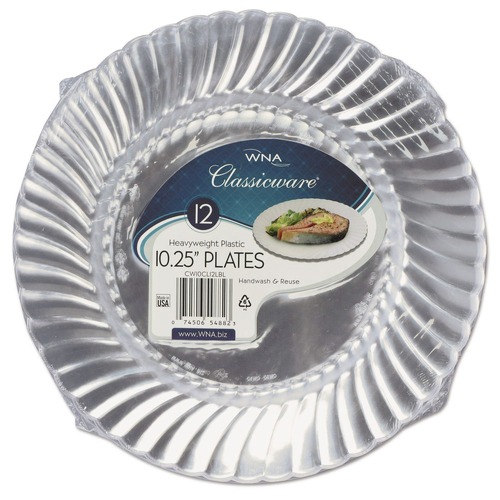 Plates | WNA RSCW101212 10.25 in. Diameter Classicware Plastic Dinnerware Plates - Clear (12/Pack) image number 0