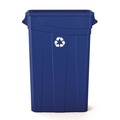 Indoor Waste Receptacles | Suncast Commercial TCNH2030BLR 23-Gallon Plastic Resin Slim Recycling Trash Can - Blue/White image number 0