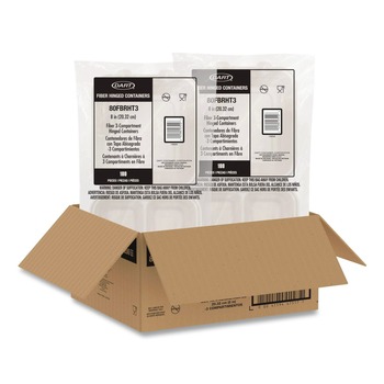 Dart 80FBRHT3 8.65 in. x 7.94 in. x 2.98 in. 3-Compartment ProPlanet Seal Compostable Molded Fiber Hinged Trays - Natural (200/Carton)