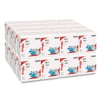 WypAll 35025 X50 12-1/2 in. x 10 in. 1/4 Fold Cloths - White (26/Pack, 32 Packs/Carton)