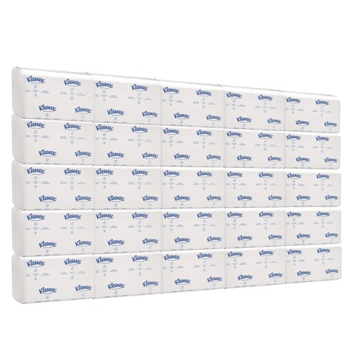 Perforated Roll & Hand Towels | Kleenex 13254 9.4 x 12.4 in. Premiere Folded Towels - White (120/Pack, 25 Packs/Carton) image number 0