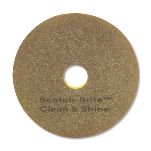 Floor Pads-Stripping | Scotch-Brite 09544 17 in. Diameter Clean and Shine Pad - Brown/Yellow (5/Carton) image number 0