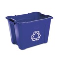 Indoor Waste Receptacles | Rubbermaid Commercial FG571473BLUE 14 Gallon Polyethylene Stacking Recycle Bin - Blue image number 0