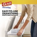 Drawstring & Kitchen Bags | Glad 78899 ForceFlex 24 in. x 27.38 in. 13-Gallon Kitchen Drawstring Trash Bags - Gain Fresh Clean Scent White (80/Box) image number 6