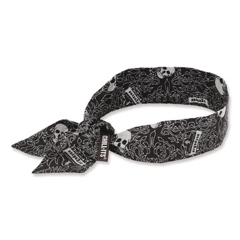 Ergodyne 12329 Chill-Its 6700 One Size Fits Most Cooling Bandana Polymer Tie Headband - Skulls