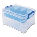 Office Boxes & Bins | Advantus 37375 5 Sections 7.5 in. x 10.13 in. x 6.5 in. Super Stacker Divided Storage Box - Clear/Blue image number 0