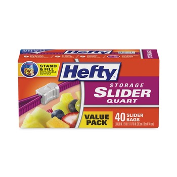 FOOD CONTAINERS PACKAGING | Hefty 00R88075 1 qt. 1.5 mil. 8 in. x 7 in. Slider Bags - Clear (40/Box)