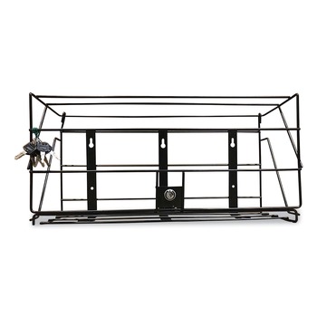 OFFICE SHELVING UNITS | Boardwalk 710058-EA 24 in. W x 10 in. D x 12 in. H 1-Shelf Locking Rack for 3 Liter PDC Cleaner Bottles - Black