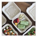 Food Containers & Lids | World Centric TO-SC-U8T-LFP 3-Compartment 8.8 in. x 8.2 in. x 2.9 in. Paper Fiber Hinged Containers - Natural (300/Carton) image number 2