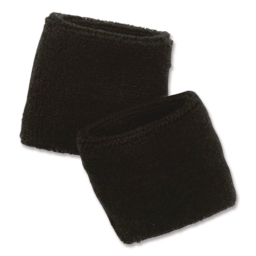 Head & Face Protection | Ergodyne 12402 Chill-Its 6500 One Size Fits Most Cotton Terry Wrist Cloth Sweatband - Black image number 0