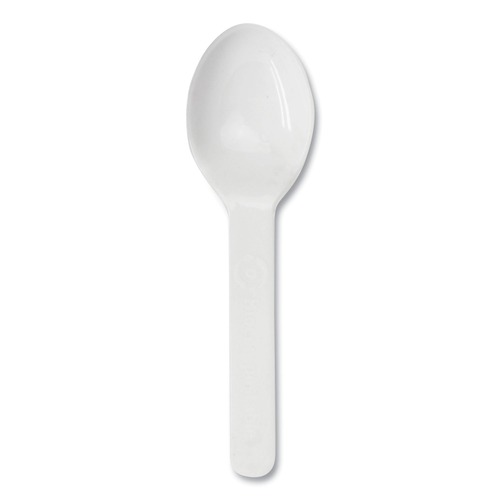 Disposable Spoons | World Centric SP-CS-3 3 in. PLA Compostable Cutlery Tasting Spoon - White (3000/Carton) image number 0