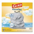 Drawstring & Kitchen Bags | Glad 78899 ForceFlex 24 in. x 27.38 in. 13 Gallon Kitchen Drawstring Trash Bags - Fresh Clean Scent/White (240/Carton) image number 1