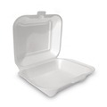 Food Containers & Lids | Plastifar 12018 7.81 in. x 8.75 in. x 3.38 in. Secure One Tab Latch Poly Bag Foam Hinged Lid Container - White (200/Pack) image number 0
