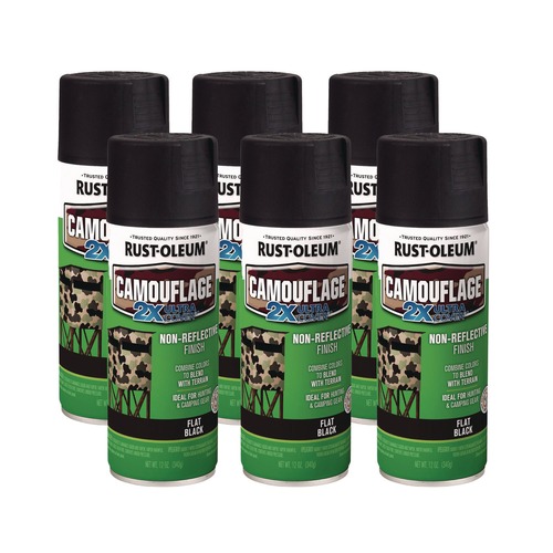 Paint & Paint Supplies | Rust-Oleum 279179 12 oz. Aerosol Can Camouflage Spray Paint - Flat Black (6/Carton) image number 0