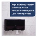 Toilet Tissue Dispensers | Tork 5555290 17 in. x 5.69 in. x 10.13 in. Elevation Bath Tissue Mini-Jumbo Roll Twin Dispenser - Black (1/Carton) image number 6