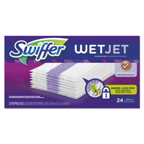 Mop Heads | Swiffer 08443 WetJet 11.3 in. x 5.4 in. System Refill Cloths - White (24/Box) image number 0