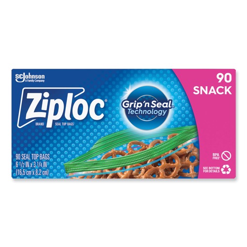 Resealable Bags | Ziploc 315892 6.5 in. x 3.25 in. Seal Top Snack Bags - Clear (1080/Carton) image number 0