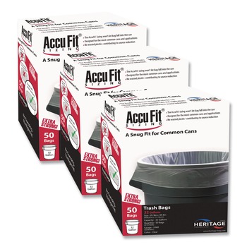  | AccuFit H8053TC RC1 40 in. x 53 in. 0.9 mil 55 Gallon Linear Low Density Can Liners with AccuFit Sizing - Clear (50 Bags/Box, 3 Boxes/Carton)