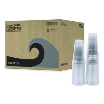 Boardwalk BWKPET20 20 oz. PET Plastic Cold Cups - Clear (50/Sleeve, 20 Sleeves/Carton)