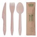 Cutlery Kits | Eco-Products EP-S215 General Purpose Fork/Knife/Napkin/Spoon Wood Cutlery - Natural (500/Carton) image number 0