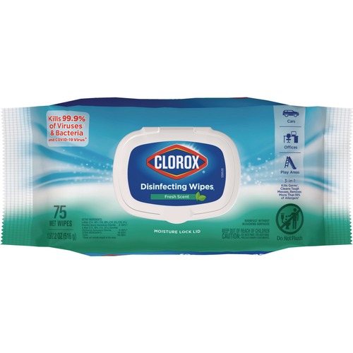 Cleaning Cloths & Wipes | Clorox 31430 8 in. x 7 in. 1-Ply Easy Pull Pack Disinfecting Wipes - Fresh Scent, White image number 0