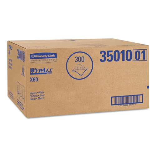 Perforated Roll & Hand Towels | WypAll 35010 X60 22-1/2 in. x 39 in. Shower Towels - White (100/Box, 3 Boxes/Carton) image number 0