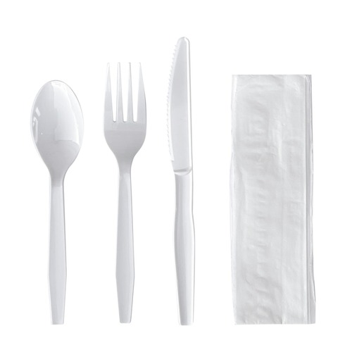 Cutlery Kits | Boardwalk BWK4KITWHPS 4-Piece Mediumweight Polystyrene Cutlery Kit - White (250/Carton) image number 0