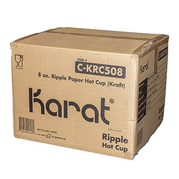Karat C-KRC508 8 oz Ripple Hot Cups - Kraft/White (500/Carton)
