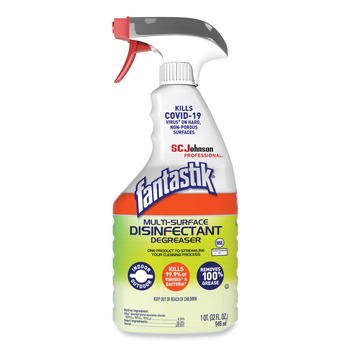 Fantastik 0005400000328 32 oz. Spray Bottle Multi-Surface Disinfectant Degreaser - Herbal