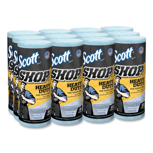 Perforated Roll & Hand Towels | Scott 32992 10.4 in. x 11 in. 1-Ply Heavy Duty Pro Shop Towels - Blue (12 Rolls/Carton) image number 0