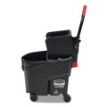 Buckets & Wringers | Rubbermaid Commercial 1863896 35 qt. WaveBrake 2.0 Side-Press Plastic Bucket/Wringer Combos - Black image number 1