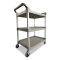 Carts | Rubbermaid Commercial FG342488PLAT Economy 3-Shelf Plastic Cart - Platinum image number 1